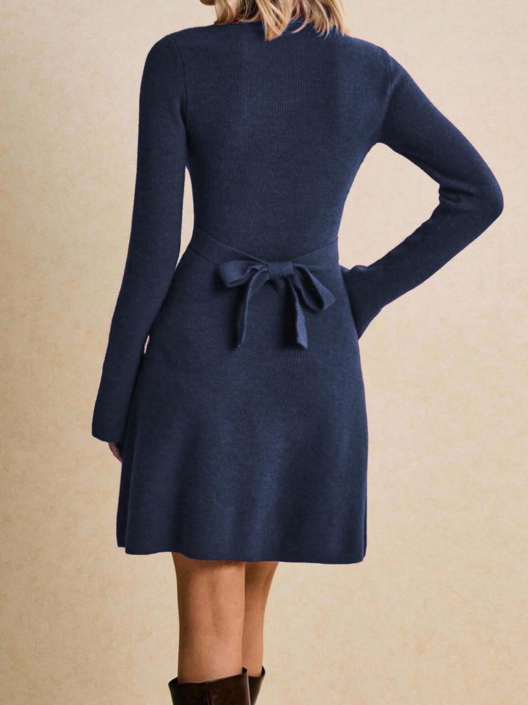 Cross-Border Europe-America Chic Wine Red Dress: Autumn/Winter High Neck Style