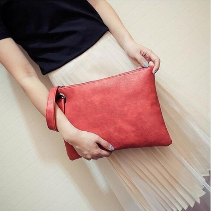 Solide Damen-Clutch-Tasche, Leder-Umschlag-Abendhandtasche