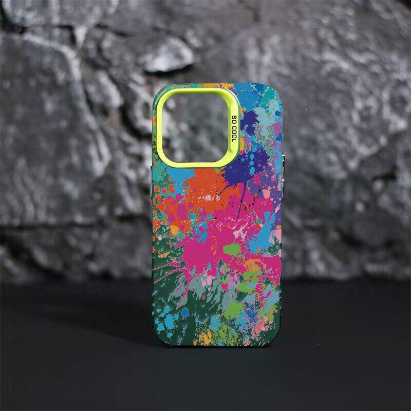 Tide Cool Ink Splashing Graffiti Suitable for Apple 16 Mobile Phone Case 14promax Cartoon iPhone15 Matte Anti-drop 11xr