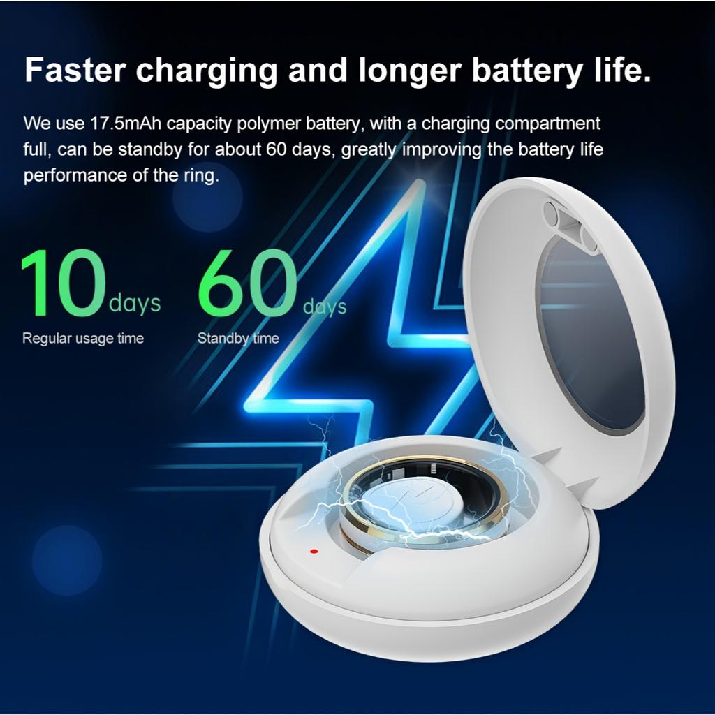 Smart Ring Men Women IP68 Waterproof Heart Rate Blood Oxygen Sleep Health Monitor Sport Fitness Health Ring for Android IOS