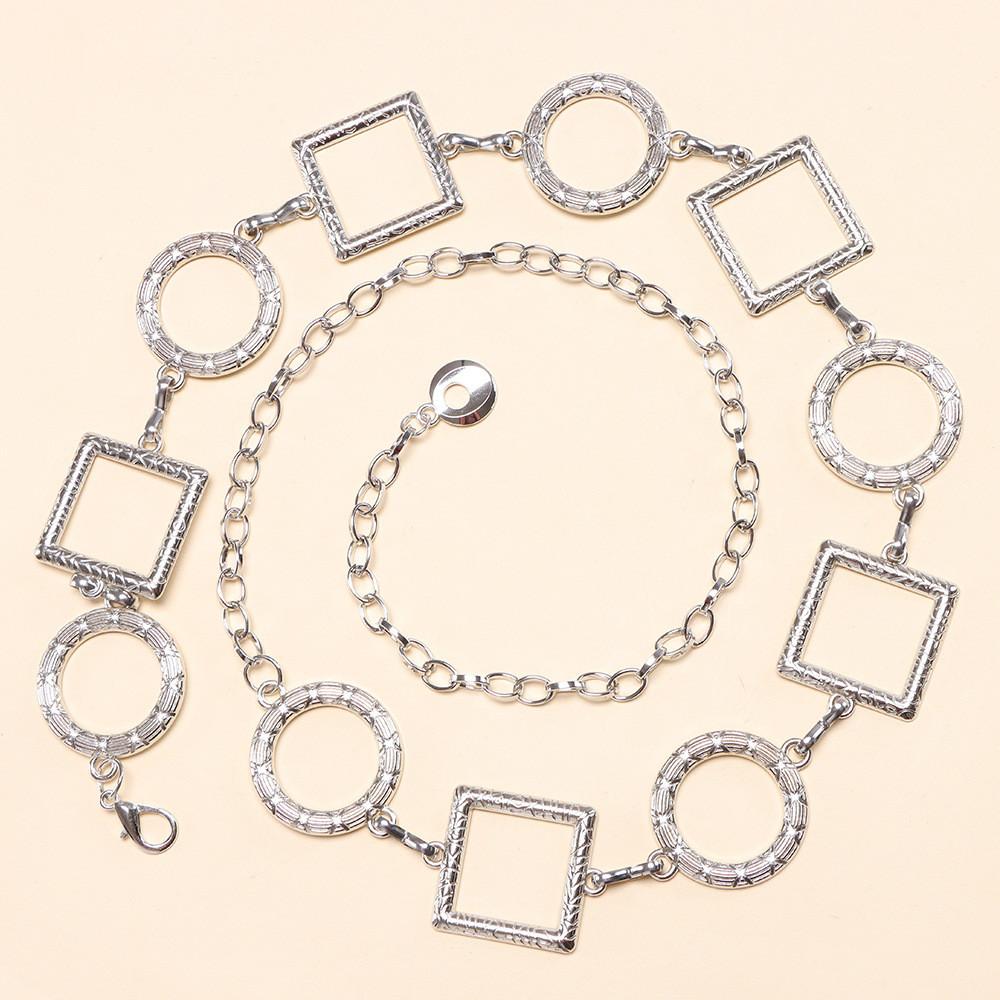 Modern Metallic Waist Chain With Geometric Patches For Women Summer Fashion Accessories