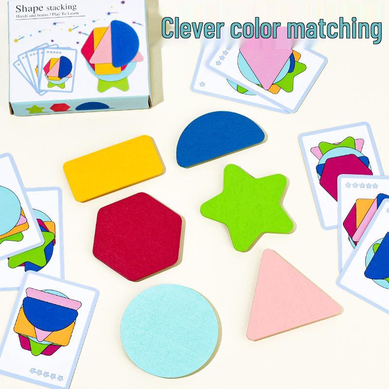 Wooden Geometric Stacking Shapes Educational Toy for Kids
