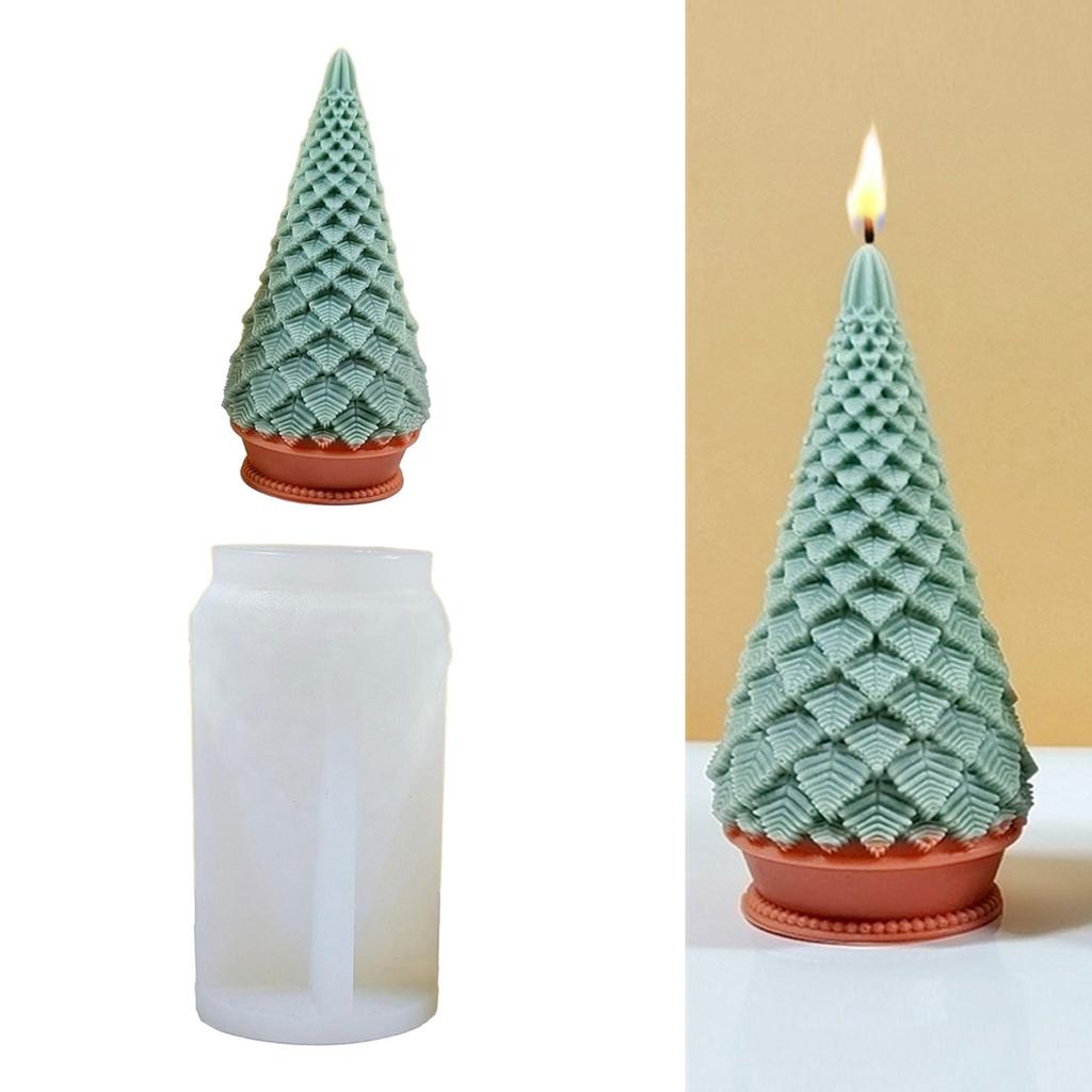 3D Christmas Tree Candle Mold Silicone Mould for Candle Making Handmade Soap Fondant Cake Epoxy Resin Mold DIY Craft