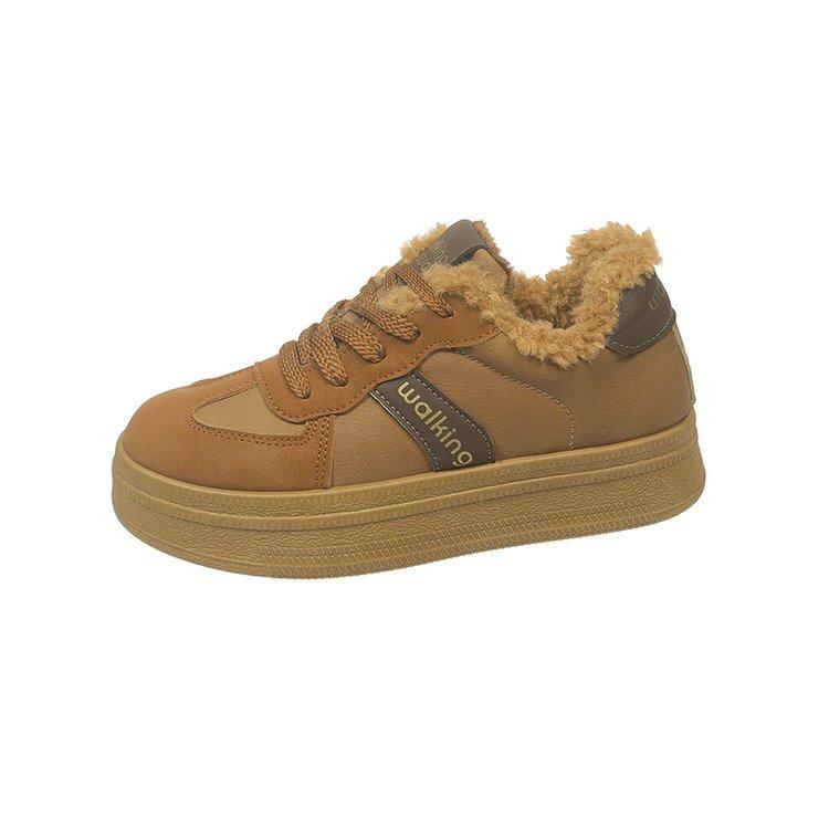 Thicken Women's Platform Sneakers 2026 Winter Fashion Lace Up Comfortable Casual Shoes Outdoor Non Slip Plush Vintage Warm Shoes