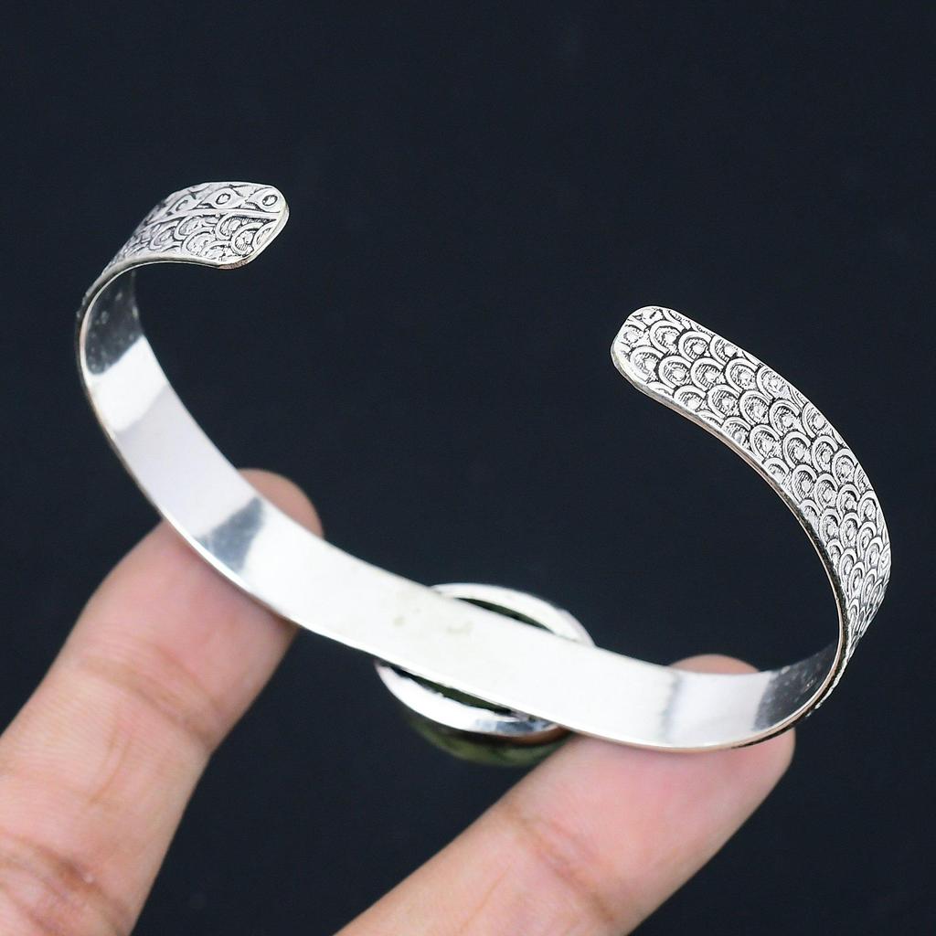 Daughters Day Sale 925 Sterling Silver Natural Moss Prehnite New Bangle Bracelet