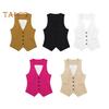 Women's Vest Top V Neck Single Breasted Sleeveless Coat Casual Waistcoat with Pockets Ladies Dressy Vest Jacket