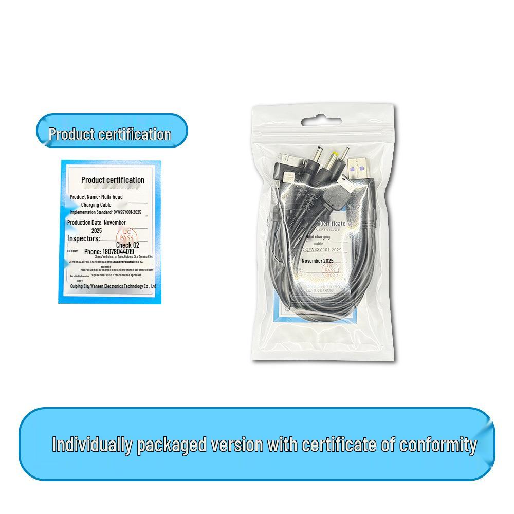 2A Eco-friendly 10-in-1 Multi-functional Charging Cable for Phones, Electronics, and Toys