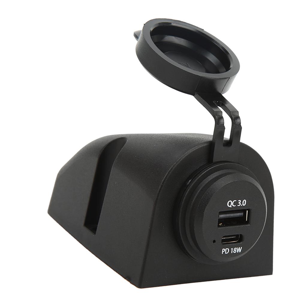Car Charger Adapter QC 3.0 PD 18W Fast Charging Dual Port USB Type C Charging Socket for Motorcycles