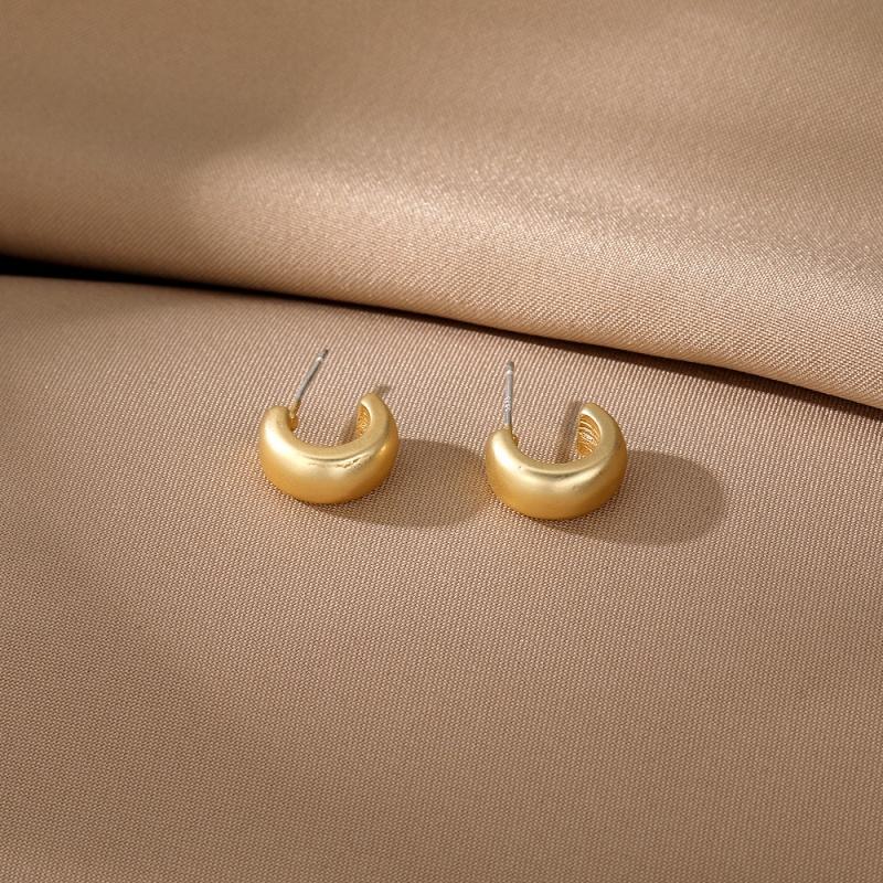 European American High-End Gold Geometric Earrings for Women Large Ring Ear Jewelry Alloy Buckle Cold Wind Ear Rings