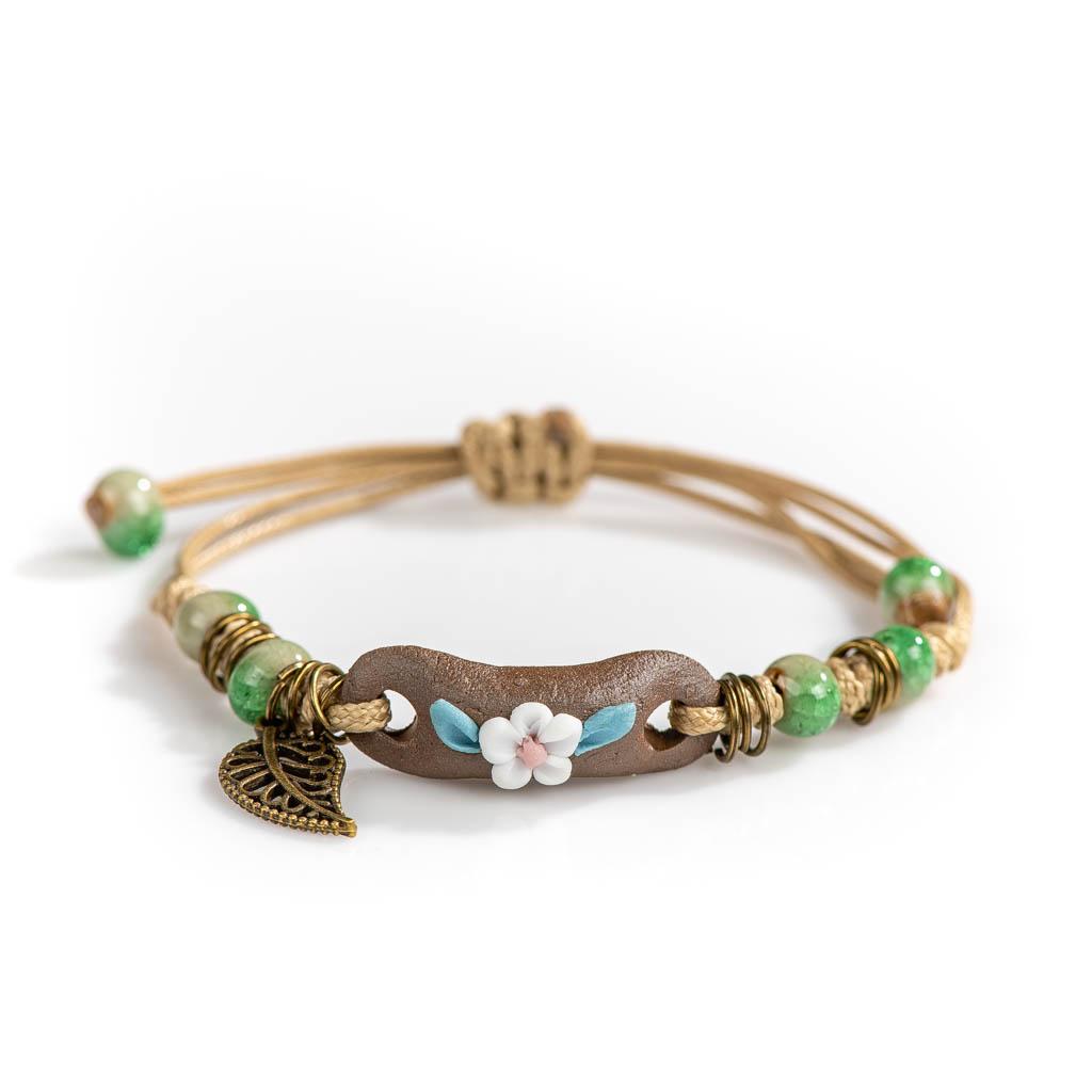 Forest Series Plant hand-kneaded Ceramic Adjustable DIY Bracelet For Women Gift Jewelry #CZ501
