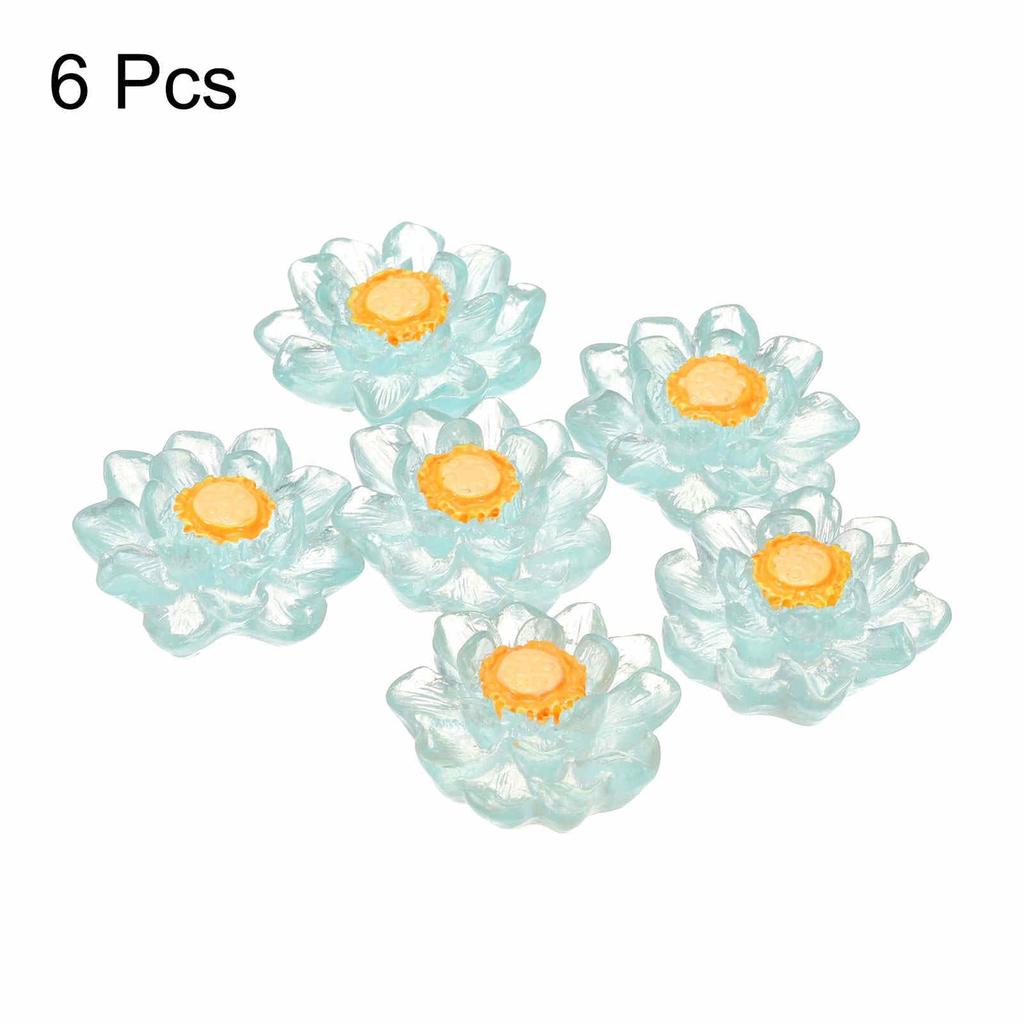 CoCud Mini Resin Flowers, 24mm0.94" Diameter, Miniature Lotus Flowers for Dollhouses, Transparent Blue - (Uses: Fairy Garden, Dollhouse Decoration,