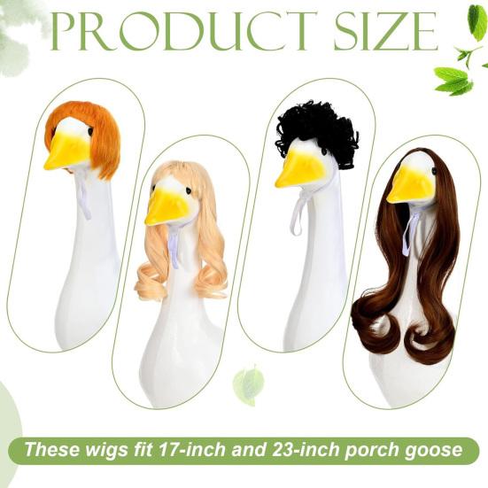 3/4Pcs Porch Goose Wig with Elastic Drawstring Lawn Goose Outfit DIY Outdoor Garden Patio Yard Goose Statue Hairpiece Decoration Accessories