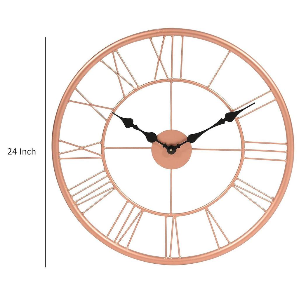 Round Decorative Wall Clock Roman Numeral Vintage Rustic Style Modern Transparent Home Décor Watch Ideal for Living Room Home Office Analog Iron Clock