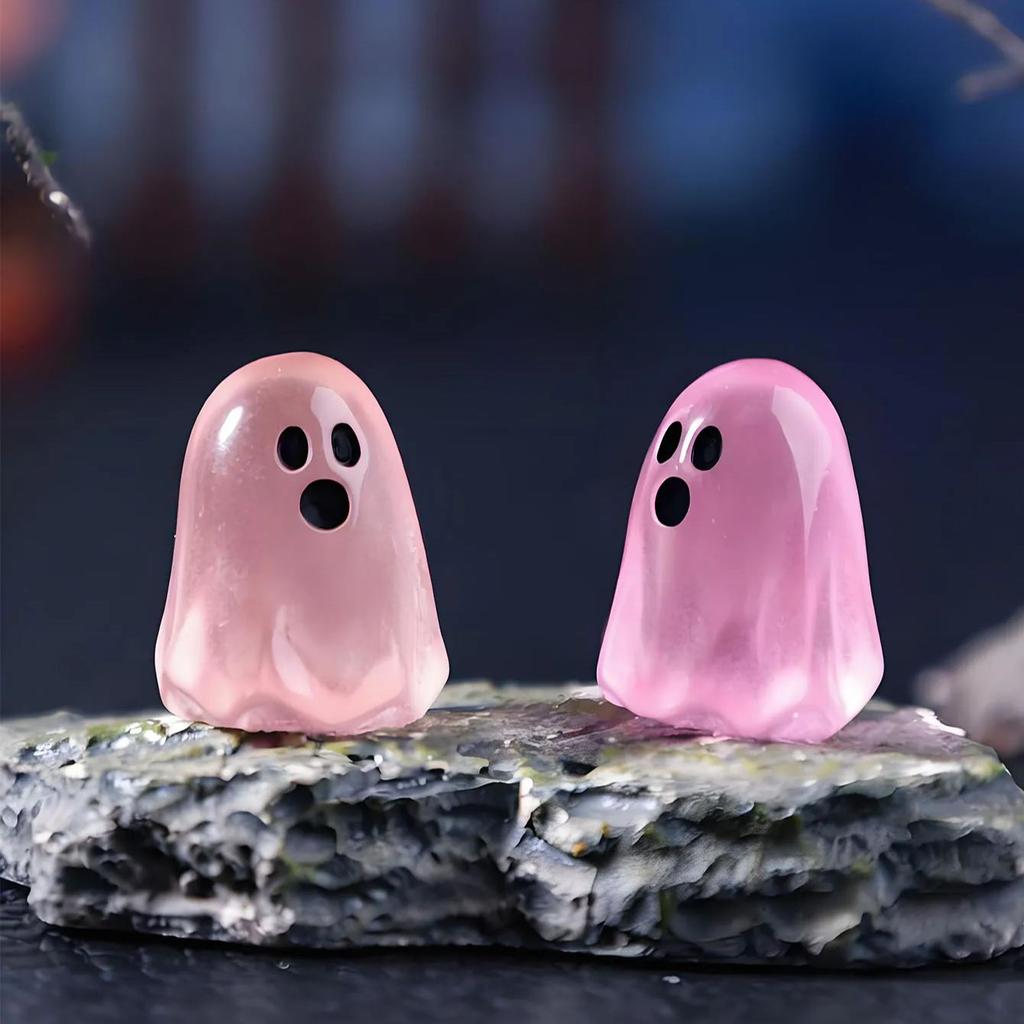 10 / 20pcs Luminous Multicolor Halloween Mini Resin Ghost Glow in The Dark Miniature Ghost Figurines Tiny Ghost Ornaments