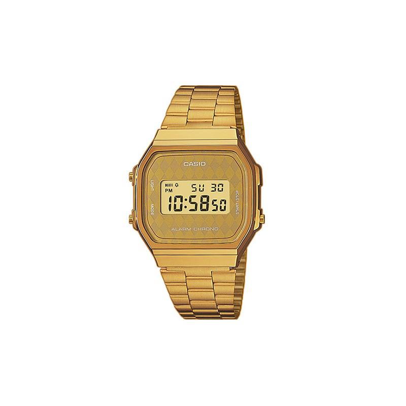 

Casio VINTAGE series-A168 100 meters waterproof quartz movement stainless steel strap Japanese and Korean watch women s watch yellow dial A168WG-9BWEF