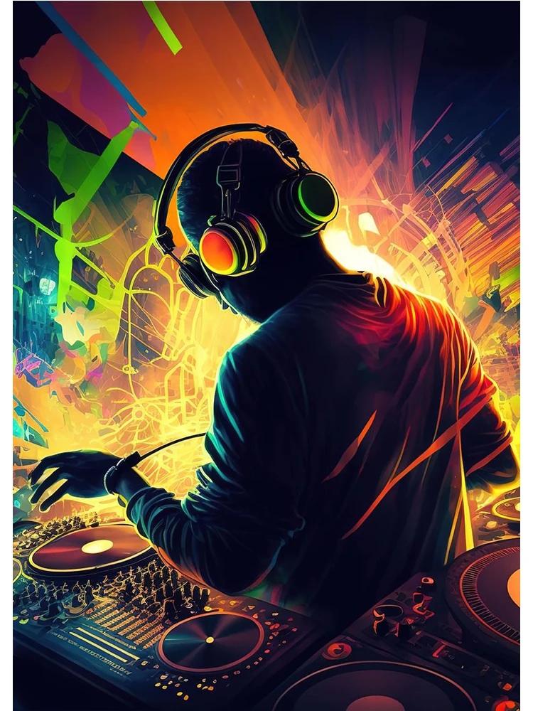 

Неоновий дизайн Музика Крутий DJ Плакат для навушників Картини на полотні Абстрактні настінні малюнки для домашнього декору бару Клубної кімнати Без рамок Без світлодіодів 40x60cm No Framed