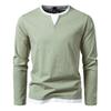 Men’s Plus Size Layered V-Neck Long Sleeve T-Shirt
