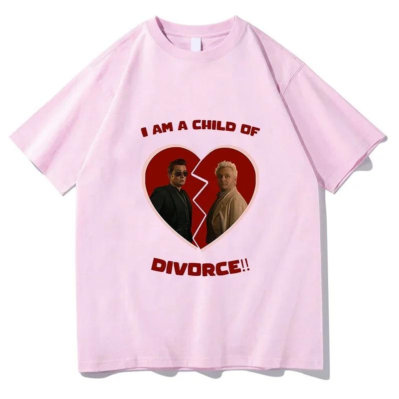 

Хорошие предзнаменования Я дитя развода Графическая футболка Женская повседневная мода Футболки с коротким рукавом Летняя хлопковая футболка Уличная одежда 4XL