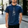 Minimalist Ink Brush Art Abstract Guitar Graphic Short Sleeve T Shirt Unisex Unisex Cotton Soft Daily Streetwear Casual Music Lover