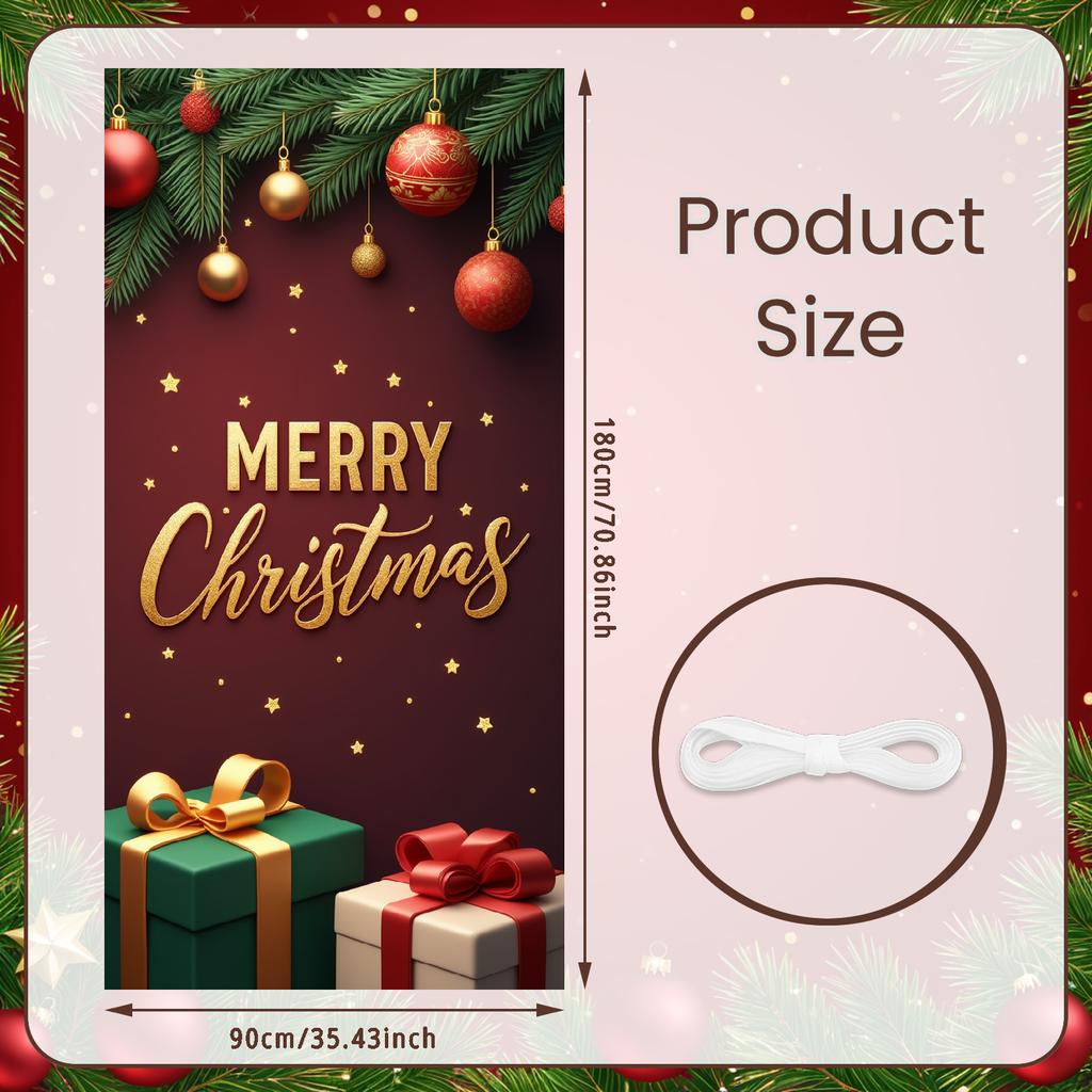 Holiday Decoration Gift Boxes Seasonal Banner Christmas Banner Cheerful Expression Santa Claus Banner For Family Gathering