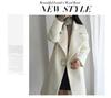 2022 Autumn/Winter Korean Style Thickened Woolen Coat, Large Lapel, White Mid-Length Cocoon Shape Overcoat for Women