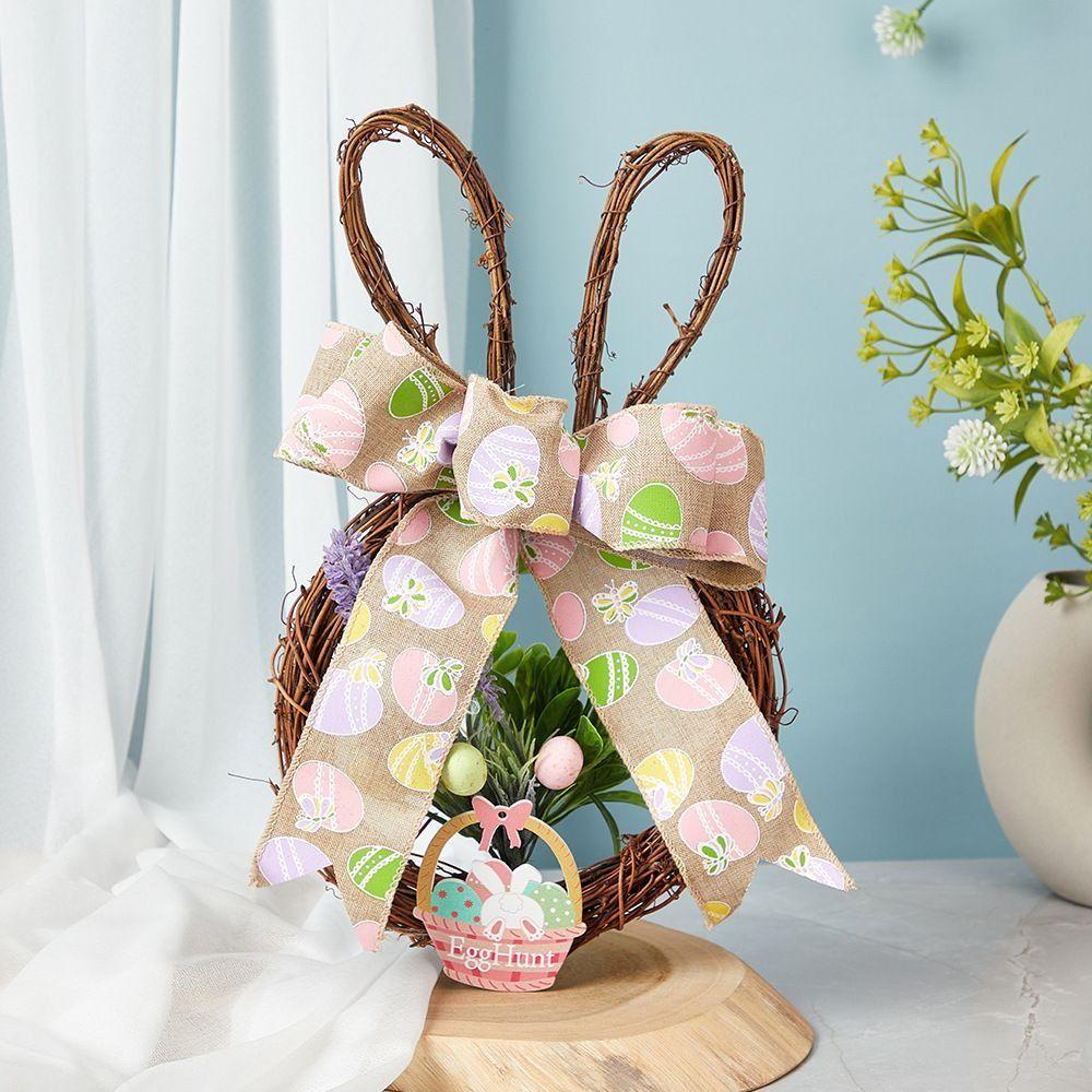 Hangable Easter Egg Door Pendant Decorative Artificial Flower Garland Easter Hanging Wreath  Door