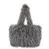 Autumn fashion plush portable tote bag new texture fashion shoulder bag solid color casual women's bag