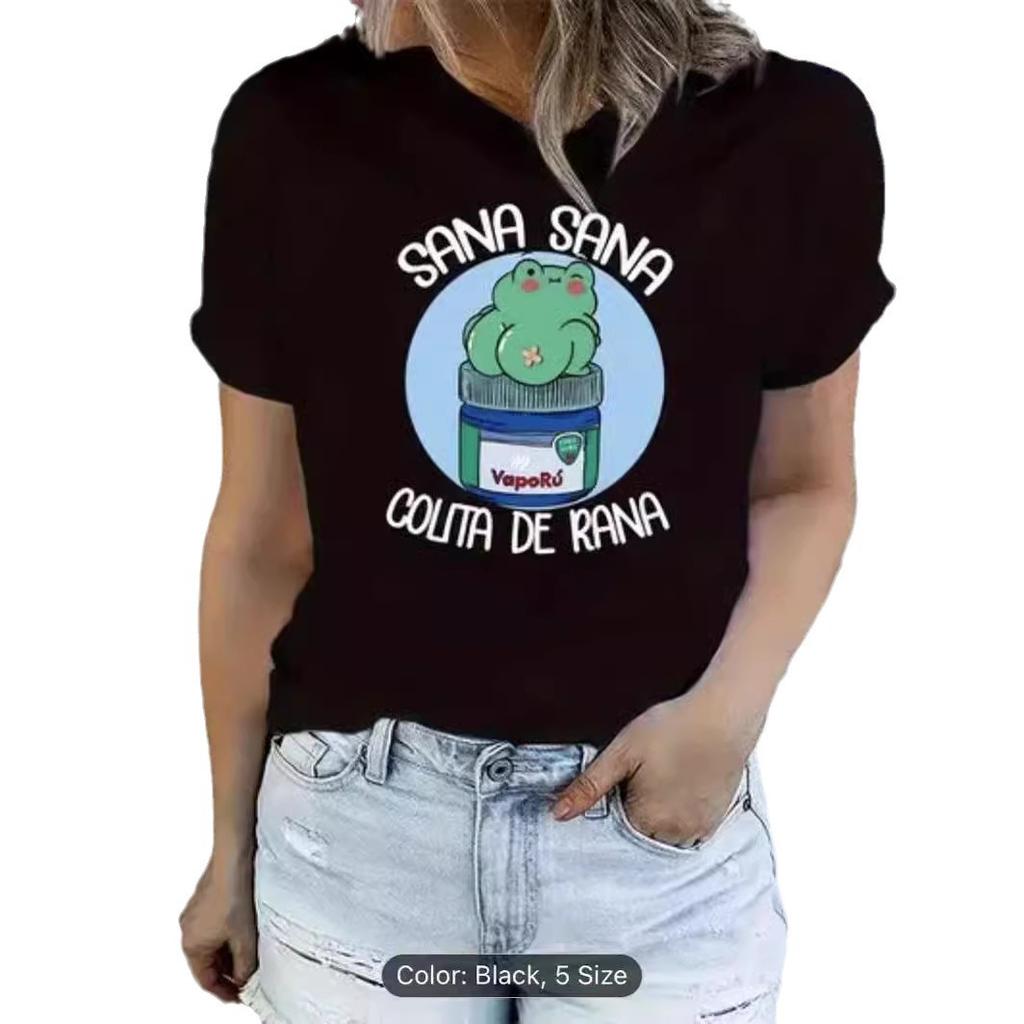 European and American spot printed crew neck T-shirt spring and summer casual short-sleeved crew neck top short-sleeved women's T-shirt