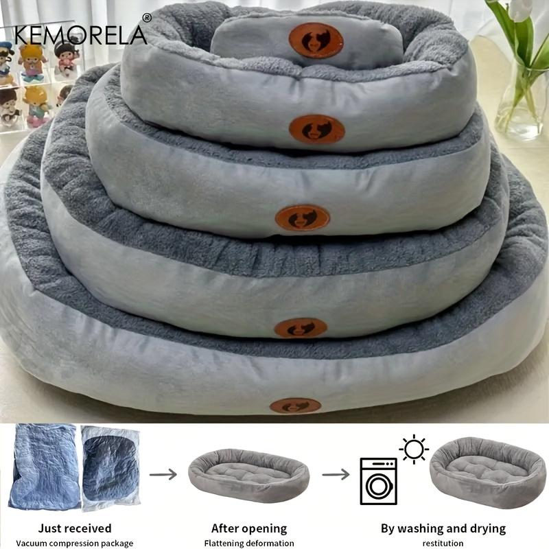 Mysig Oval Snuggle Husdjursbädd, Plysch & Förtjockad Kattbädd Varm och Säker Bädd för Katter och Små Mellanstora Hundar, Alla Årstider