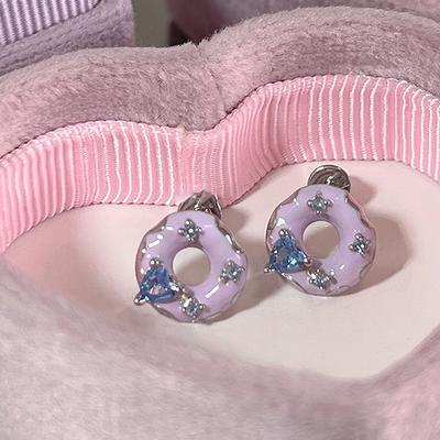 Zirkon Liebe Donut Ohrknorpelstecker Weiblich Süß Exquisit Mode Vielseitig Cochlea Titanstahl Schraubohrringe