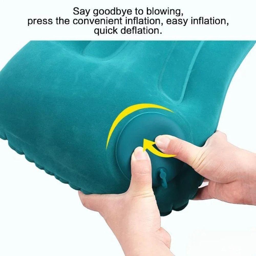 Automatic Air Inflatable Pillow Press-inflatable Neck Cushion Head Pool Pillow  Outdoor