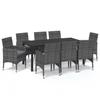 Exclusive House - Garden Dining Set Cushions 9pcs Woven Resin Grey