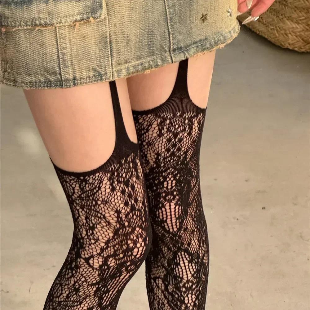 Sexy Damen Strapse Hohlstrümpfe Damen Spitze Jacquard Lange Netzstrümpfe Strümpfe Blumen Strumpfhosen Leggings Strumpfhosen