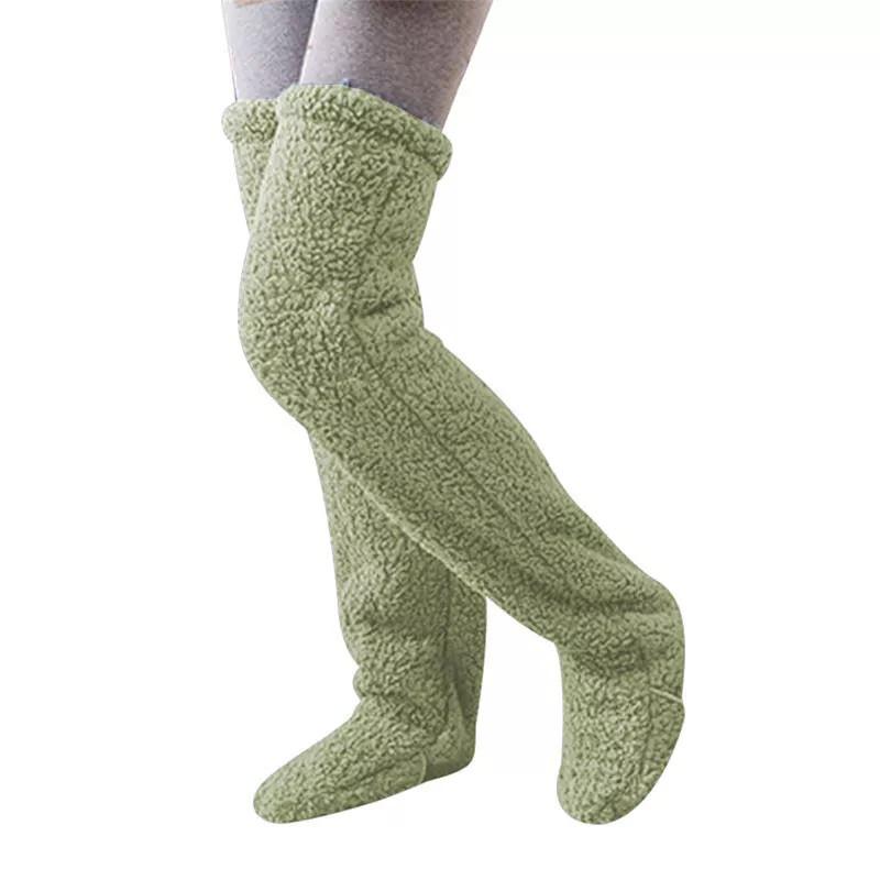 High Sock Knee Slipper Plush Cozy Fuzzy Socks Women Warm Soft Fluffy Thick Gift