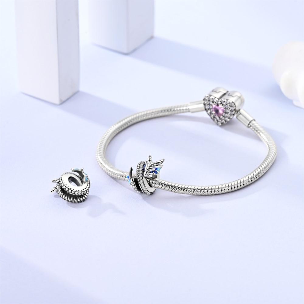 925 Silver Blue Dragon Shaped Animal Beads Fit Wear Charms Bracelets S925 DIY Exquisite Party Gifts Jewelry Accessories