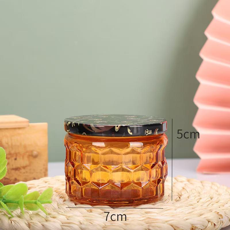 Embossed Glass Jar: DIY Flameless Scented Candle Cup with Colored Pattern