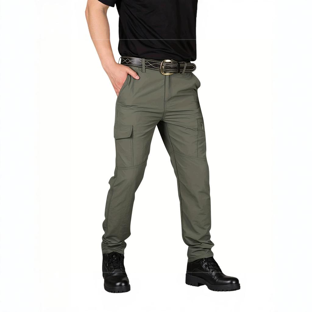 Hiking mountaineering tactical overalls men, summer thin anti-splashing multi-bag, wear-resistant loose straight casual trousers