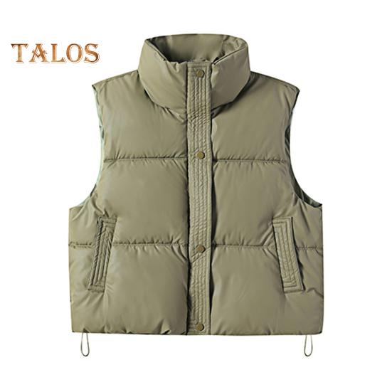 

Зимний женский жилет, утепленное пальто с застежкой на пуговицы, воротник-стойка, завязывающийся шнурок, без рукавов, однотонный, непромокаемый, сохраняющий тепло, уличный пуховик M армия зеленый