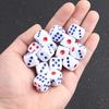 Blue Red Dots Dice 10/20/30/40PCS Plastic White Gaming Dice Six Sided Decider Suitable for Birthday Party KTV Bar Board Game ZYF