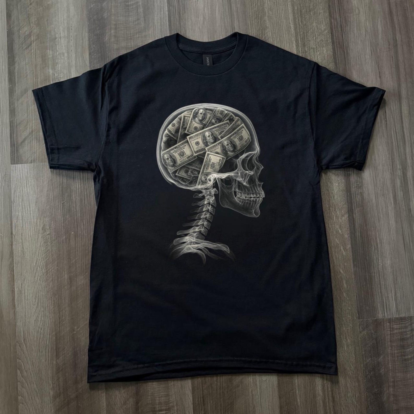 Money Brain Skull Shirt, Skeleton Graphic Tee, Hustle Mindset Shirt, Streetwear Aesthetic Tee, Money Head Graphic, Unisex Shirt, 4XL