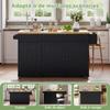 Isola da Cucina con Piano di Lavoro Pieghevole, Mobile da Cucina su 6 Ruote Bloccabili, con Ripiano, Portaoggetti da Porta, 2 Cassetti Grandi, Nero, 137 x 89,5 x 45 cm