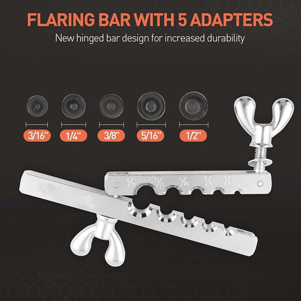 Copper Tube Pipe Flaring Tool Expander with Jig 3/16in 1/4in 5/16in 3/8in 1/2in Brass Aluminum Tube Tubing Flare Tool Set