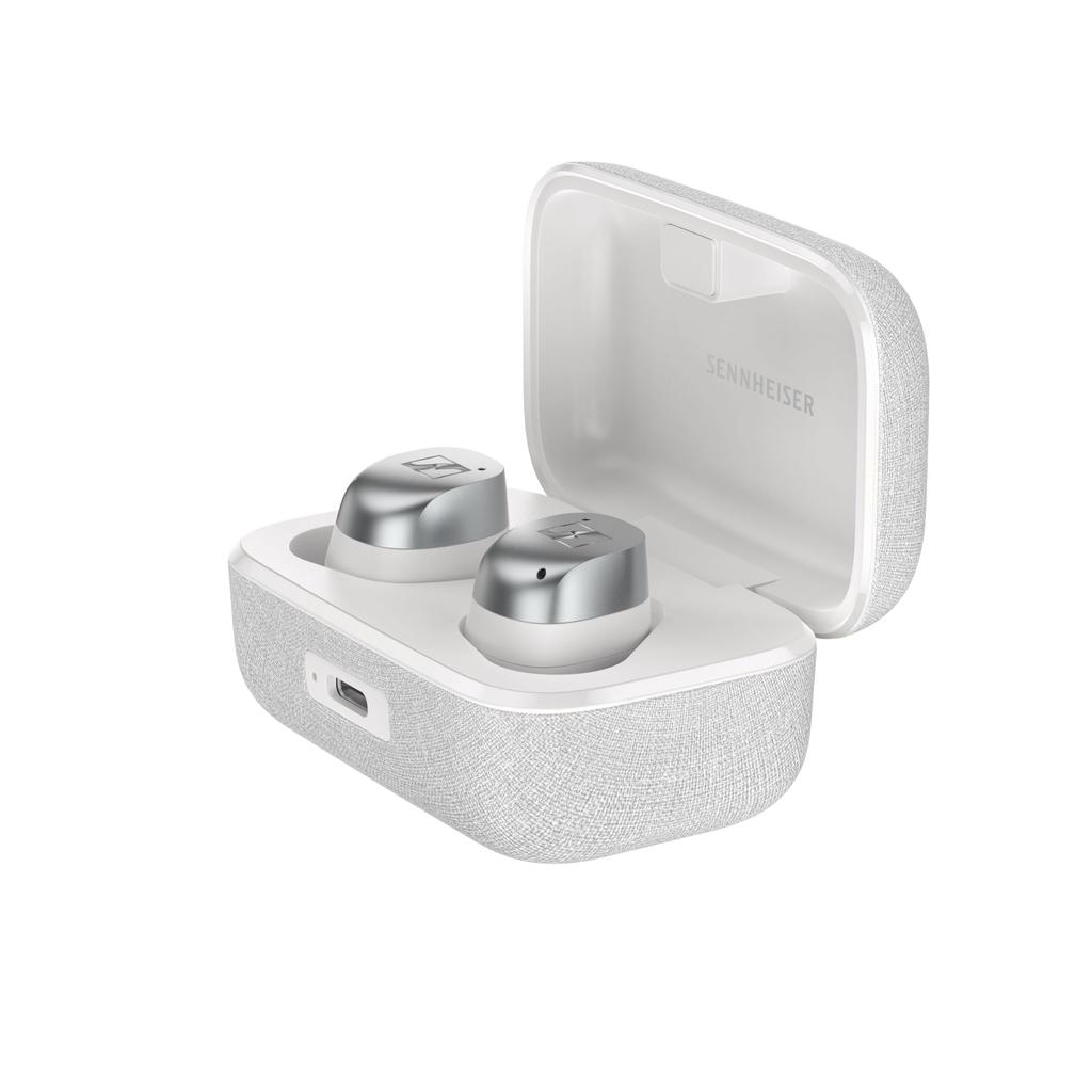 Sennheiser MOMENTUM True Wireless 4 Earphones Bluetooth 5.4 Noise Cancelling 30-Hour Battery Adaptive ANC LE Audio White Silver