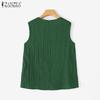 ZANZEA Women Summer Round Neck Loose Casual Sleeveless Tank Tops