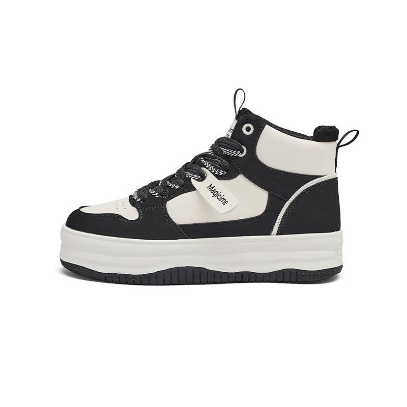 Augustus High-top Board Shoes Women's 2025 New Autumn and Winter Black and White Panda Shoes Platform Casual Sports Women's Shoes
