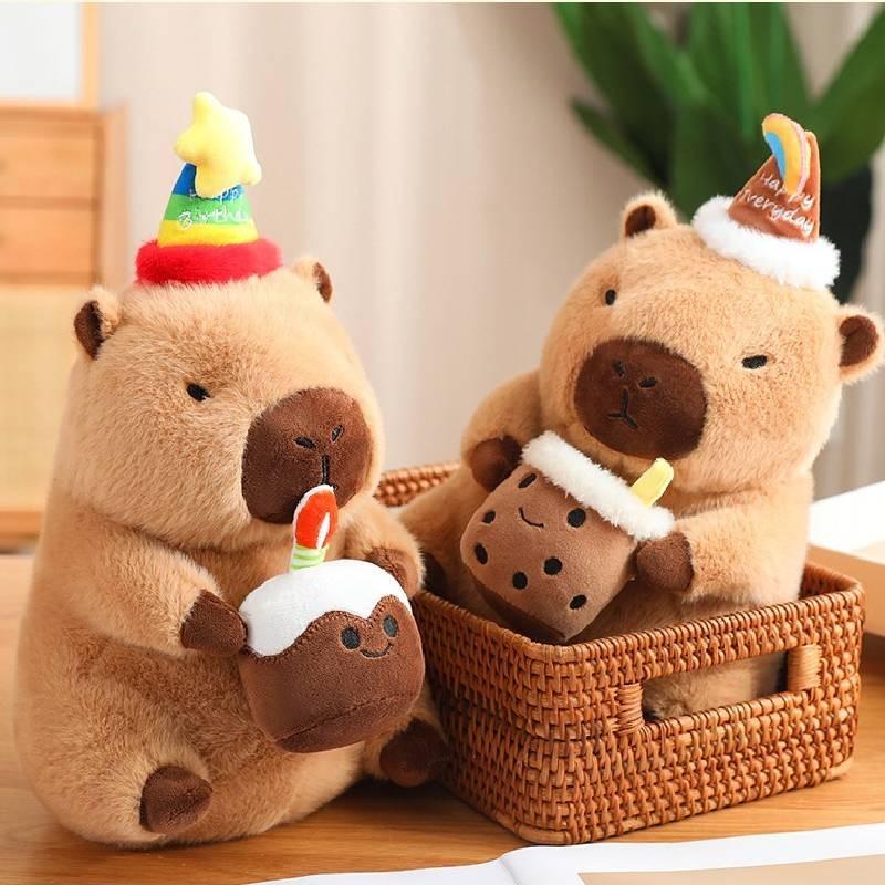 Capybara Plush Animal Doll Fruit Milk Tea Birthday Gift Flower Decoration Toy