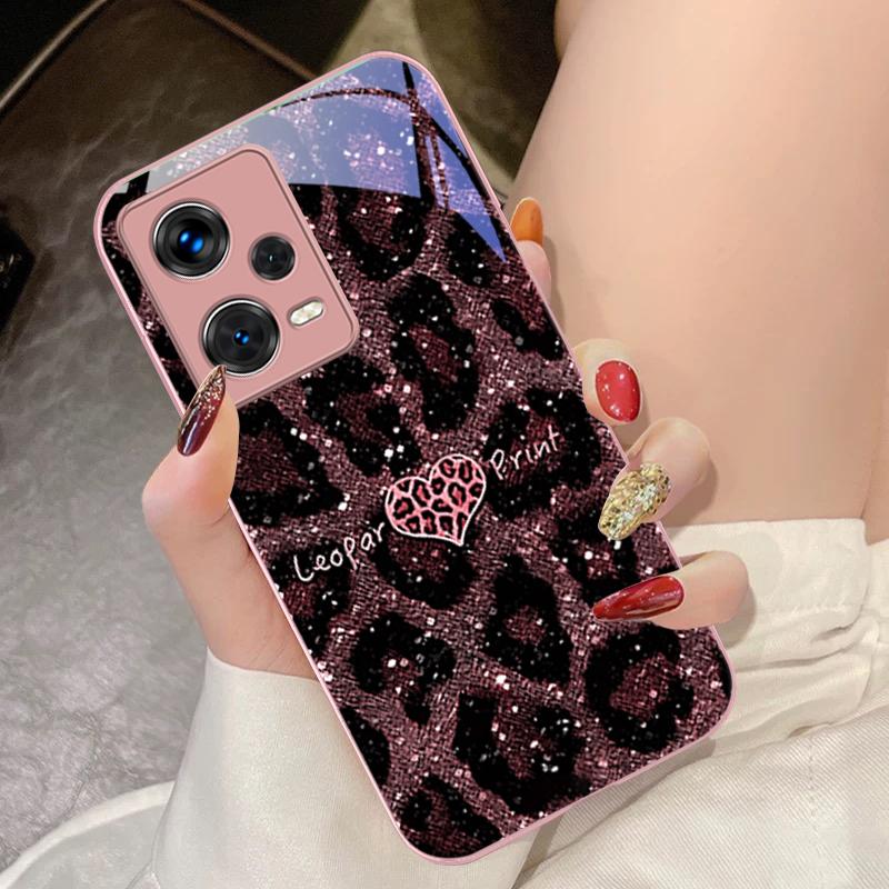 Leopard Spotted Love Green For Xiaomi 14 Ultra 13 Lite Redmi Note 13 11 Pro 12 Plus Poco X6 3 Pro F4 6 GT Tempered Phone Case