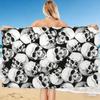 1PC Gothic Skull Design Print Beach Towel Quick-drying Towel Suitable for Seaside Pool Camping Vacation and pool A Cool Gift