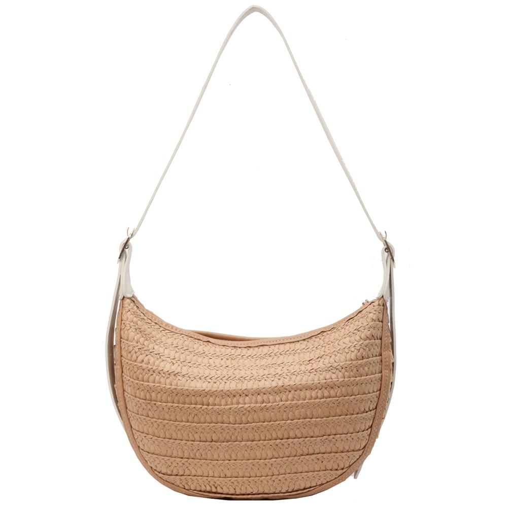 Summer Straw Bag for Women Trendy Woven Straw Shoulder Bags Casual Tote Crossbody Bag Raffia Hobo Beach Bag Rattan Totes Handbag