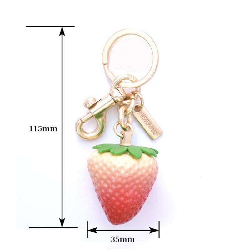 Resin Strawberry Keychain Bag Pendant, Women'S Bag Accessory, Exquisite Car Keychain Pendant